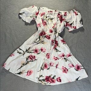 Blush Red and Pink Puff Sleeve Sundress